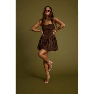 12th Tribe Chocolate Rouge Drop Waist Halter Mini Dress Size LL